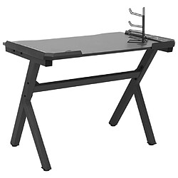 Helloshop26 Bureau table poste de travail meuble d'ordinateur informatique étude de jeu à LED en forme de Y 110 x 60 x 75 cm noir 02_0023776 pas cher