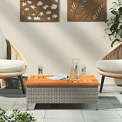 Avis Maison Chic Table de jardin | Table d'extérieur gris 70x70x25 cm résine tressée et bois acacia -GKD77513