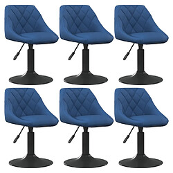 vidaXL Chaises pivotantes à manger lot de 6 bleu velours