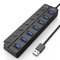 INF Hub USB 3.0 5 Gbit/s 7 ports avec boutons marche/arrêt individuels