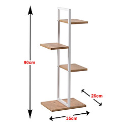 Helloshop26 Support de plantes à 3 niveaux 90 x 35 x 26 cm effet noyer / blanc 03_0007689