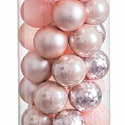 BigBuy Christmas Boules de Noël Rose Plastique 6 x 6 x 6 cm (40 Unités)