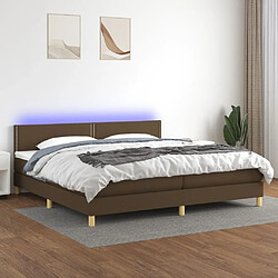 Maison Chic Lit adulte- Lit + matelas + LED,Sommier à lattes de lit matelas et LED Marron foncé 200x200 cm -GKD78426