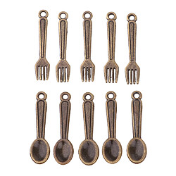 10pcs cuisine vaisselle fourchettes et cuillères 1:12 maison de poupée Miniature Accs bronze