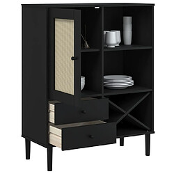 Avis vidaXL Buffet SENJA aspect rotin noir 90x40x112cm bois massif de pin