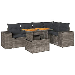 vidaXL Salon de jardin 6 pcs avec coussins gris résine tressée