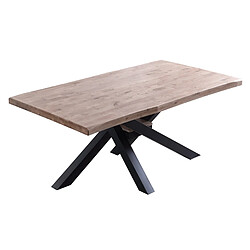 Pegane Table à manger rectangulaire en bois de chêne miel avec pieds en métal noir - Longueur 180 x Profondeur 100 x Hauteur 76 cm