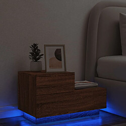 Maison Chic Table de chevet,Table de nuit,Table d'appoint pour salon avec lumières LED chêne marron 70x36x40,5 cm -MN95295