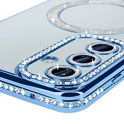 Avis Avizar Coque Diamant pour Samsung Galaxy A55 MagSafe Contour Strass Bleu Clair