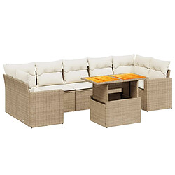 vidaXL Salon de jardin avec coussins 8 pcs beige résine tressée