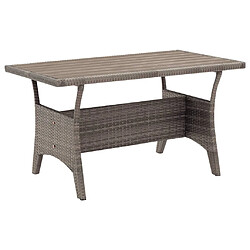 vidaXL Table de jardin Gris 120x70x66 cm Résine tressée pas cher