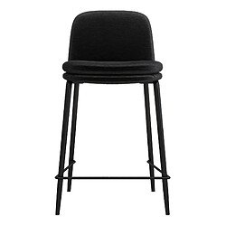 Acheter Moloo NOLAN - Chaise de bar tissu chenillé Noir et métal noir mat (x2)