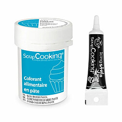 Scrapcooking Colorant alimentaire en pâte 20 g Bleu Caraïbes + Stylo de glaçage noir