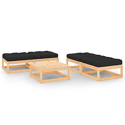 Maison Chic Salon de jardin 5 pcs + coussins - Mobilier/Meubles de jardin - Table et chaises d'extérieur Bois de pin massif -MN87998