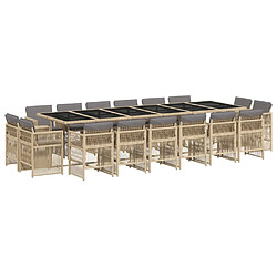 vidaXL Ensemble à manger de jardin et coussins 17 pcs mélange beige