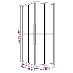 vidaXL Cabine de douche ESG semi-dépoli 90x70x180 cm Noir pas cher