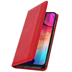 Avizar Housse Samsung Galaxy A50 Etui Coque Effet Vieilli Porte-cartes Support - Rouge