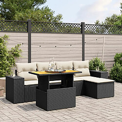 Maison Chic Ensemble Tables et chaises d'extérieur 6pcs avec coussins,Salon de jardin noir résine tressée -GKD281466