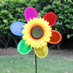 Wewoo Décoration tournante de jardin de moulin à vent de tournesol de sequins colorés de 3 PCS