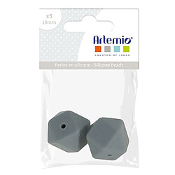 Artemio 2 perles silicone hexagonales - 17 mm - gris