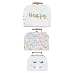 Avis The Home Deco Kids Set de 3 valisettes de rangement pour enfants Happy.