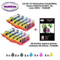 10 cartouches compatibles Canon PGI570 CLI571 XL pour Canon Pixma MG6800 MG6850 MG6851 MG6852 MG6853-10f A6 brillantes -T3AZUR