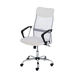 Decoshop26 Fauteuil chaise de bureau en maille blanc avec 5 roulettes BUR10022