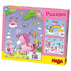 Avis Haba Puzzles de 12 à 18 pièces : 3 puzzles : Licornes dans les nuages