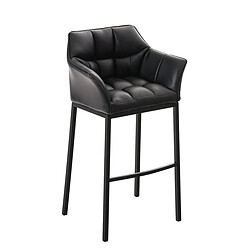 Decoshop26 Tabouret de bar chaise haute de comptoir couture carrées assise en PVC noir 4 pieds stables en métal noir 10_0004684