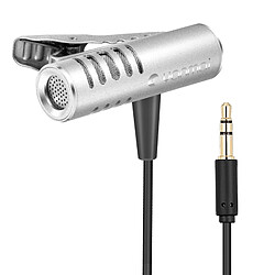 Avis Wewoo Microphone filaire argent Professionnel Clip-sur Lapel Mic Lavalier Omni-directional Double Micro À Condensateur