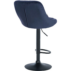 Acheter Decoshop26 Tabouret de bar en velours bleu coutures décoratives pivotant support métal noir TDB10665