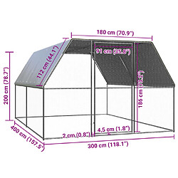 Acheter vidaXL Poulailler d'extérieur 3x4x2 m Acier galvanisé