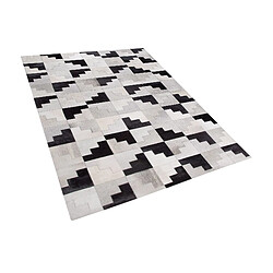 Beliani Tapis en cuir noir et gris 160 x 230 cm EFIRLI