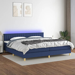 Sommier à lattes,Cadre à lattes de lit et matelas et LED pour Adulte Bleu 200x200 cm Tissu -MN49022