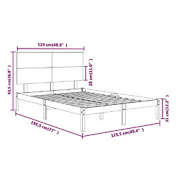 vidaXL Cadre de lit sans matelas blanc 120x190 cm bois massif pas cher