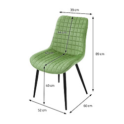 ML-Design Lot de 4 Chaises de Salle à Manger, Sauge, Assise en Velours avec Pieds Métalliques Noirs pas cher