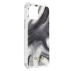 Guess Maroquinerie Coque Apple iPhone 12 Pro Max avec Dragonne Motif marbre Guess - Gris