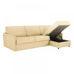 Inside 75 Canapé d'angle SUN convertible EXPRESS 120cm cuir vachette Beige matelas épaisseur 16cm pas cher