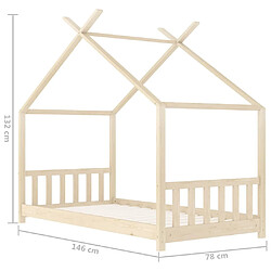 vidaXL Cadre de lit d'enfant Bois de pin massif 70x140 cm pas cher