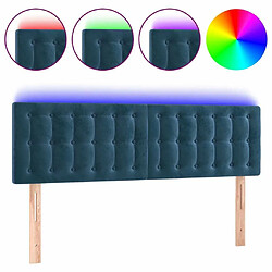 Maison Chic Tête de lit scandinave à LED,meuble de chambre Bleu foncé 144x5x78/88 cm Velours -MN67824