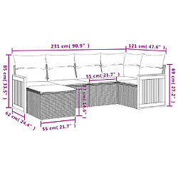 Avis vidaXL Salon de jardin 6 pcs avec coussins noir résine tressée