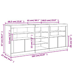 vidaXL Buffet avec lumières LED chêne sonoma 162x37x67 cm pas cher