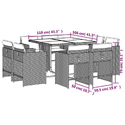 vidaXL Ensemble à manger de jardin et coussins 9 pcs mélange beige pas cher