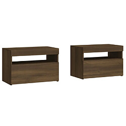 Avis Maison Chic Lot de 2 Tables de chevet - Tables de Nuit et lumières LED Chêne marron 60x35x40 cm