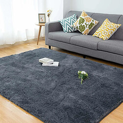 Tapis Salon Carré Shaggy Moderne Gris 140x200cm