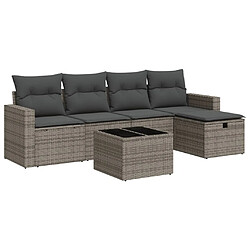 vidaXL Salon de jardin 6 pcs avec coussins gris résine tressée