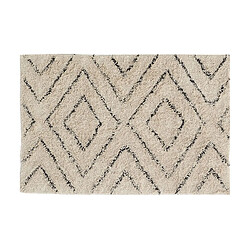 Aubry Gaspard Tapis en coton naturel et noir 60 x 90 cm Losanges.