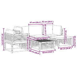 vidaXL Salon de jardin avec coussins 6 pcs bois d'acacia solide pas cher
