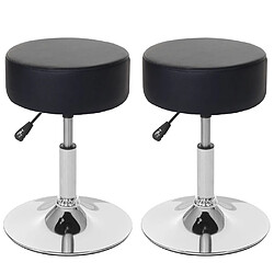 Decoshop26 Lot de 2 tabourets siège pivotant réglable en hauteur Ø 35cm en PVC noir 04_0005218