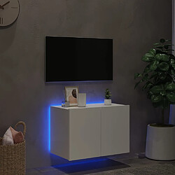 Avis vidaXL Meuble TV mural avec lumières LED blanc 60x35x41 cm